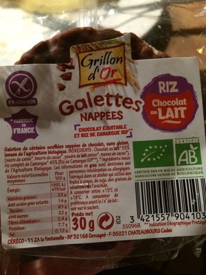 Galettes nappées riz chocolat au lait