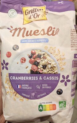 Muesli cranberries cassis front packaging