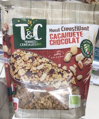 Muesli croustillant cacahuète chocolat front packaging