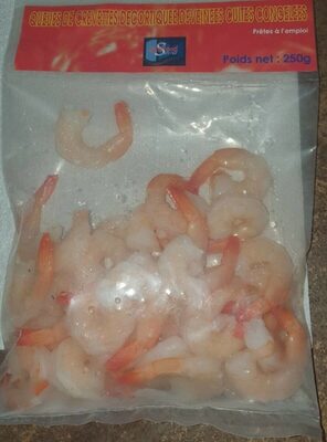Queues de crevettes décortiquées deveiné cuites congeléeses