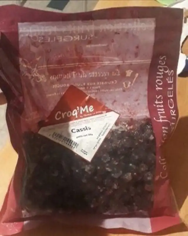 Cassis surgelé nutrition facts table