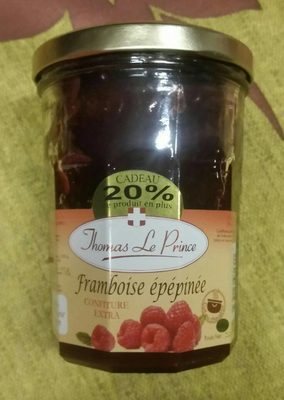 Confiture framboise épépinée front packaging