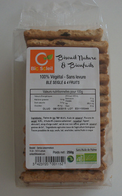 Biscuits Nature & Bienfaits Blé de seigle & 4 fruits