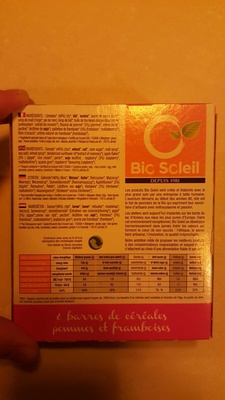 Barres de céréales pommes et framboises