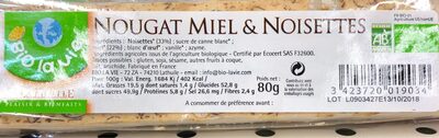 Nougat miel et noisettes front packaging
