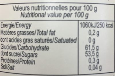 Confiture Peche Abricot ingredients label