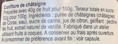 Confiture de chataigne ingredients label