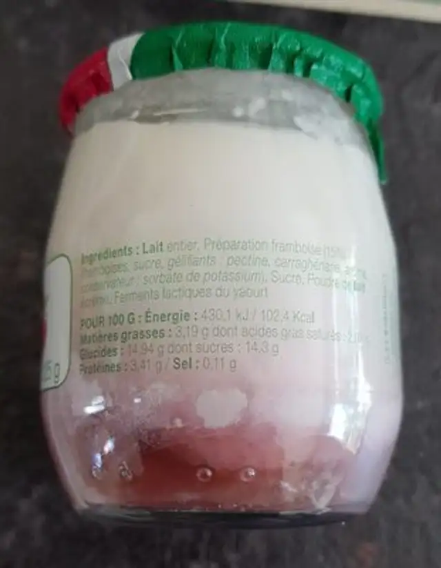 Yaourt à la framboise ingredients label