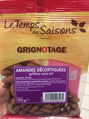 Amandes décortiquées front packaging