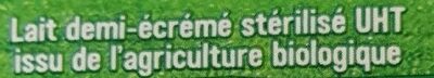 Lactel Bio engagé - lait demi-écrémé ingredients label