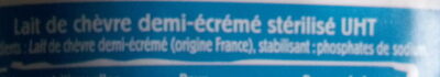 Lait Chèvre ingredients label