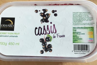 Sorbet Cassis Plein Fruit front packaging