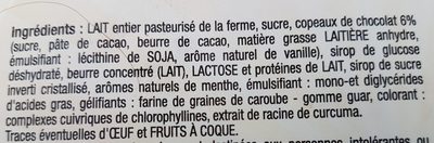 Crème Glacée Café ingredients label