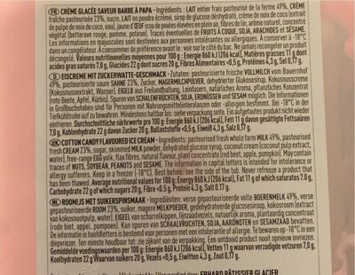 Creme glacee barbe a papa nutrition facts table