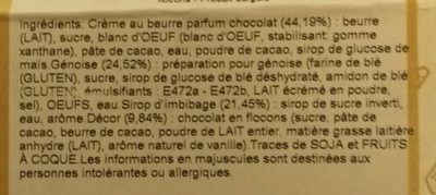 Moka chocolat ingredients label