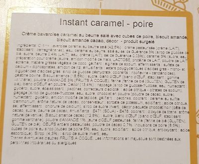 Instant caramel poire ingredients label