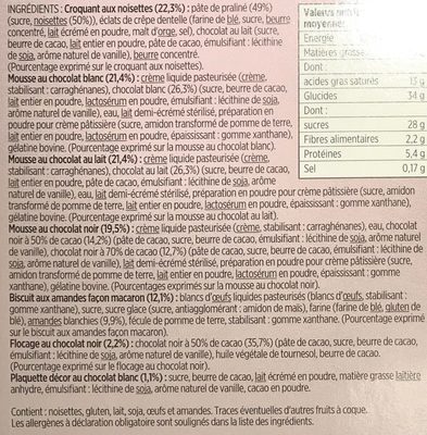 Entremets 3 chocolats ingredients label