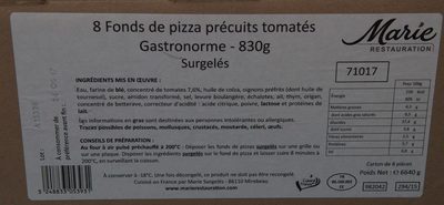 8 Fonds de Pizza Précuits Tomatés Gastronorme front packaging