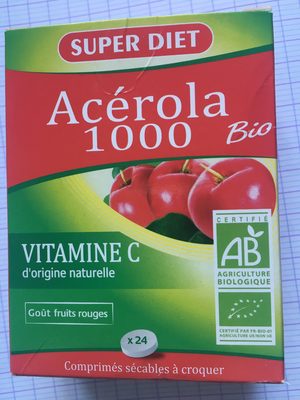 Acérola 1000 Bio - 24 Comprimés - Super Diet front packaging
