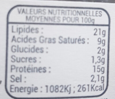 Pâté de campagne aux mirabelles nutrition facts table