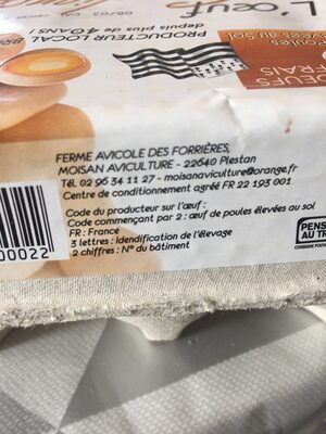 Oeufs De Poule Confiance Frais, Gros x6 ingredients label