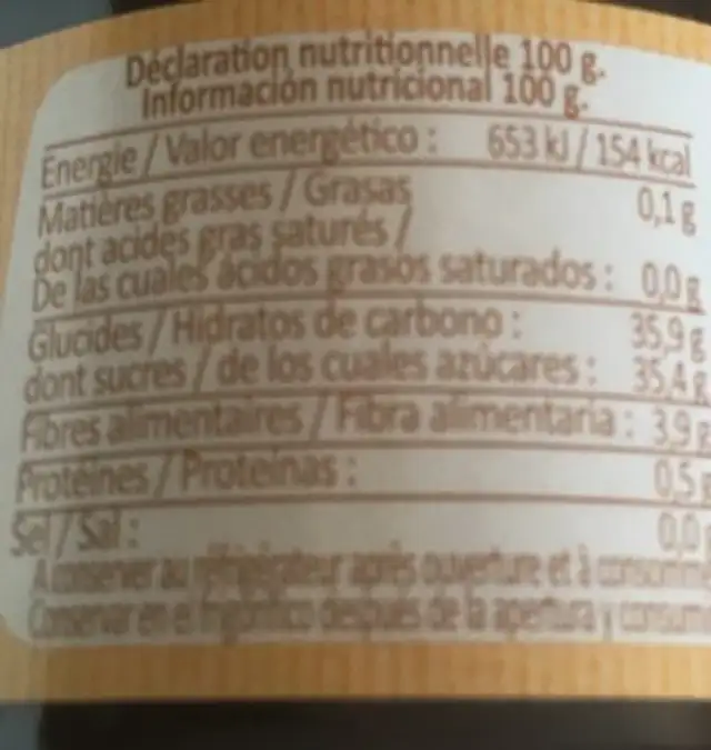 275G Puree De Mure Sauvage ingredients label