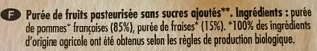 Purée Pommes Fraises ingredients label