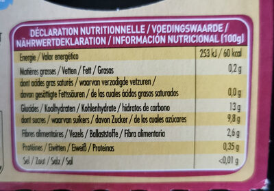 Purée Pomme & Fruits Rouges 100% Fruit Bio Sans Sucres Ajoutés nutrition facts table