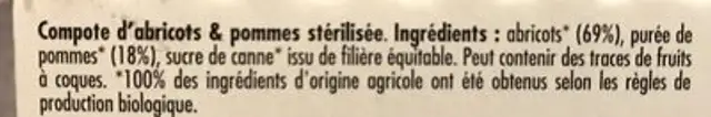 Compotee Abricot Pomme ingredients label