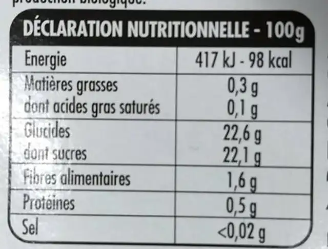 Compotee Fraise Pomme ingredients label