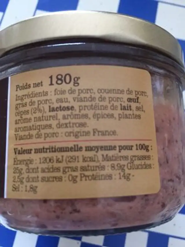 Terrine du limousin aux cepes ingredients label