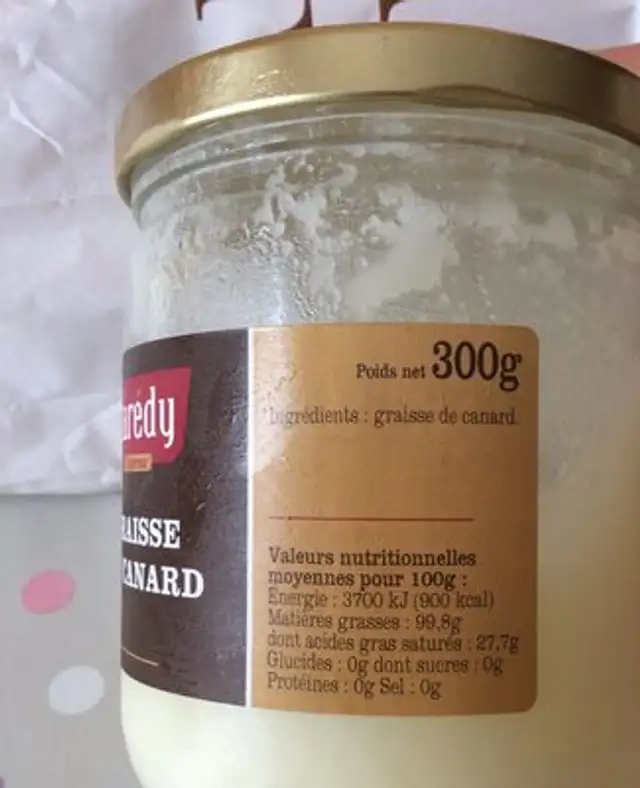 Graisse de canard ingredients label