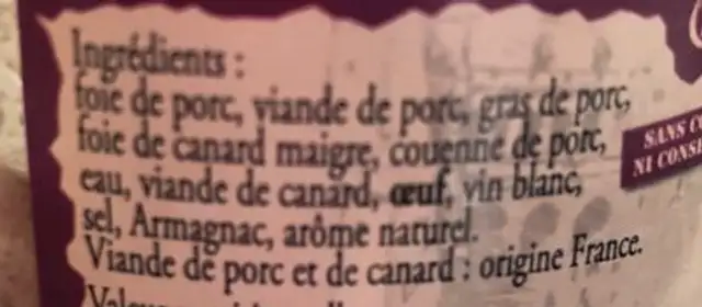 Laredy, Terrine du Perigord, le pot de ingredients label