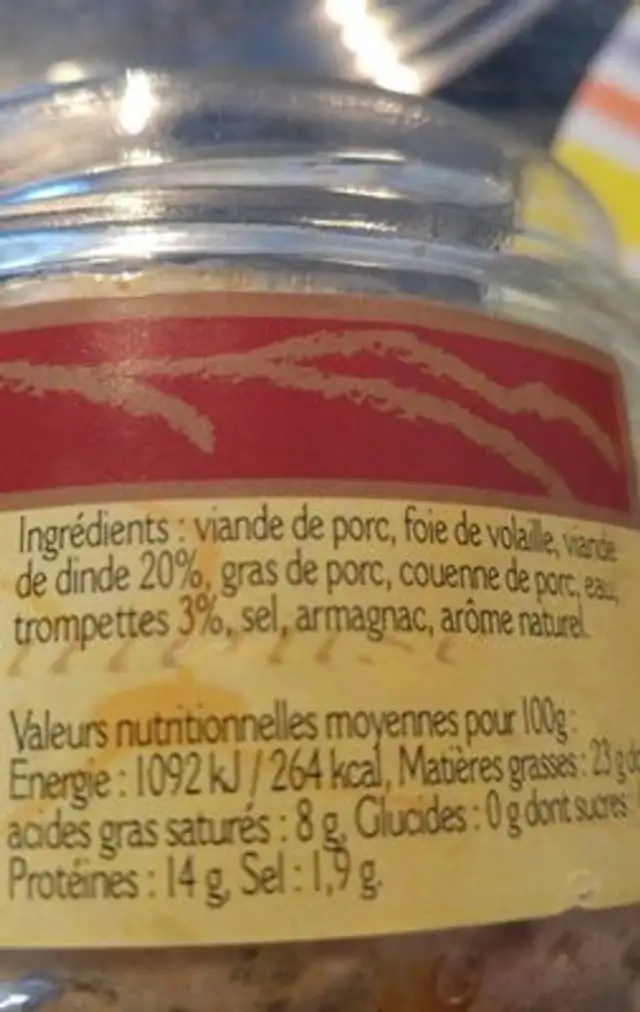Terrine paysanne aux trompettes ingredients label
