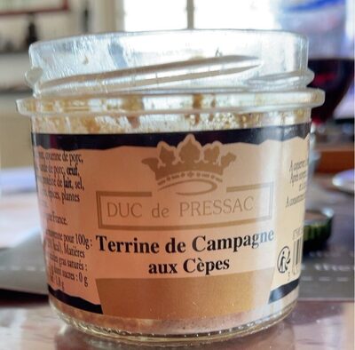 Terrine de campagne aux cèpes front packaging