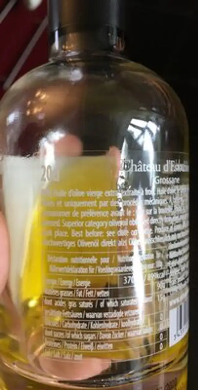 Huile d'olive Château d'Estoublon ingredients label