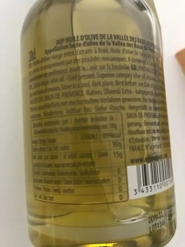 Natives Olivenöl Extra Aop Baux De Provence ingredients label