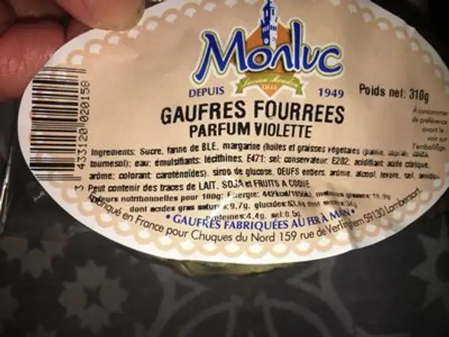Gaufres fourrees ingredients label
