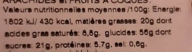 Gaufres fines parfum violette nutrition facts table