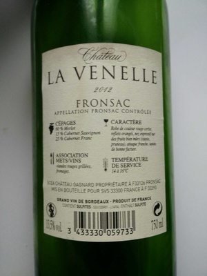 Fronsac 2012 front packaging