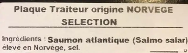 Saumon atlantique ingredients label