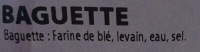 Baguette ingredients label