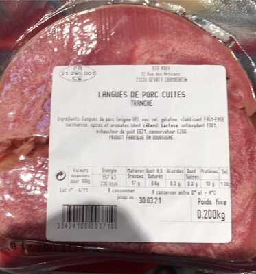 Langues de porc cuites