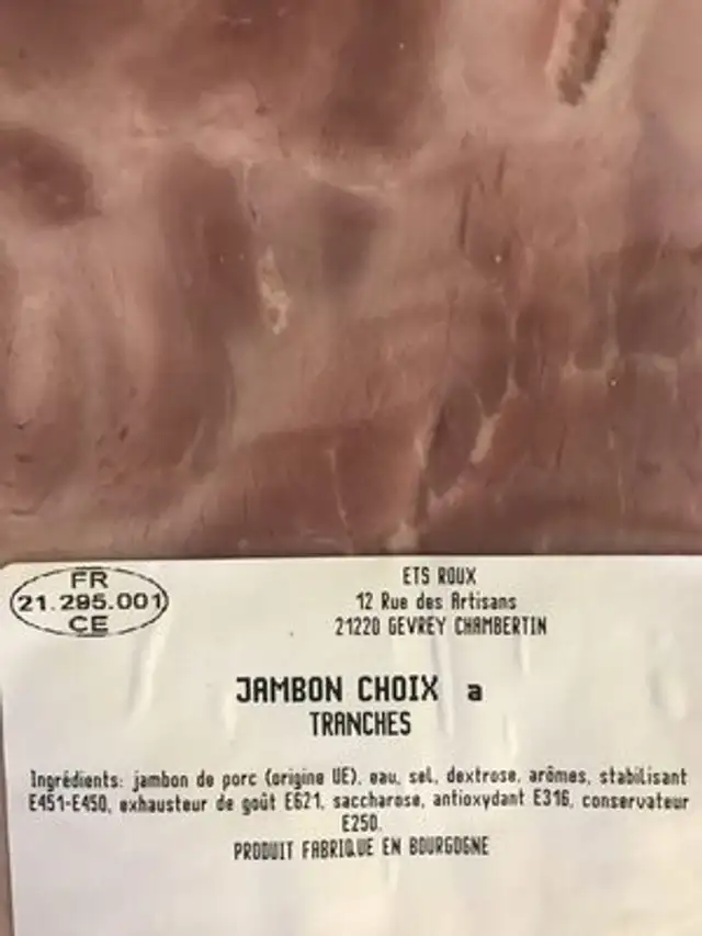 Jambon choix ingredients label
