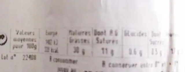Saucisse de morteau cuite nutrition facts table