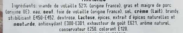 Ballotine de volaille ingredients label