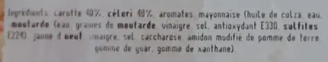 Duo carotte-celeri ingredients label