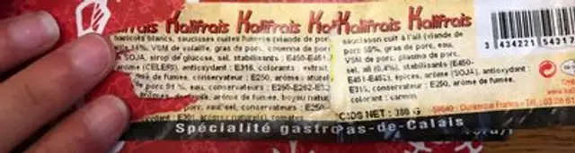 Cassoulet des flandres ingredients label