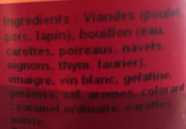 Potjevleesch ingredients label