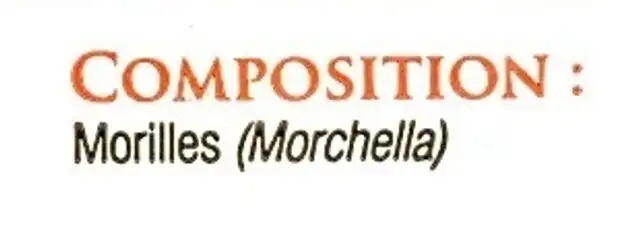 Morilles entières ingredients label